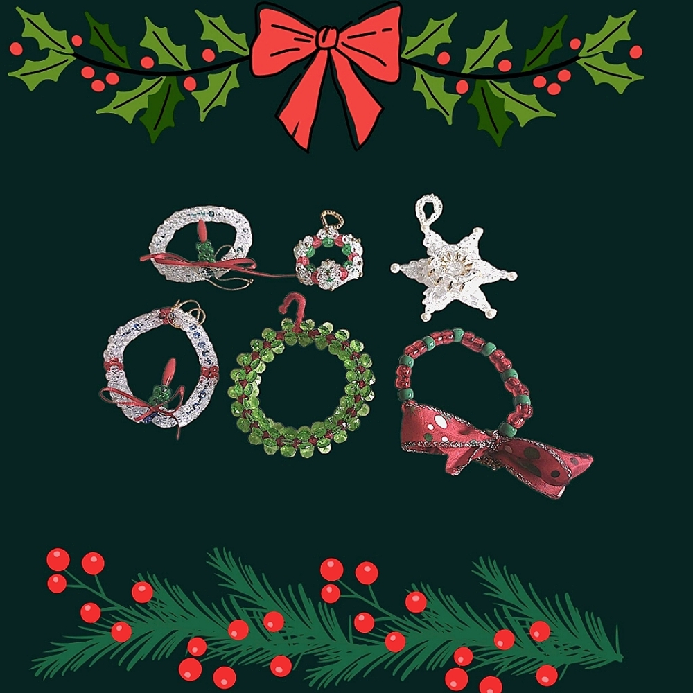 Vintage Handcrafted Beaded Ornament Set